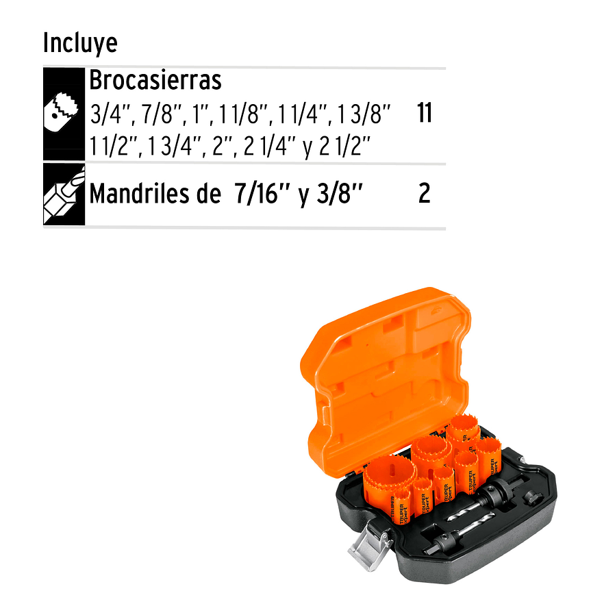 Juego de brocasierras bimetálicas Truper 15411, 13 piezas,  - Foto 2 | aztools.co