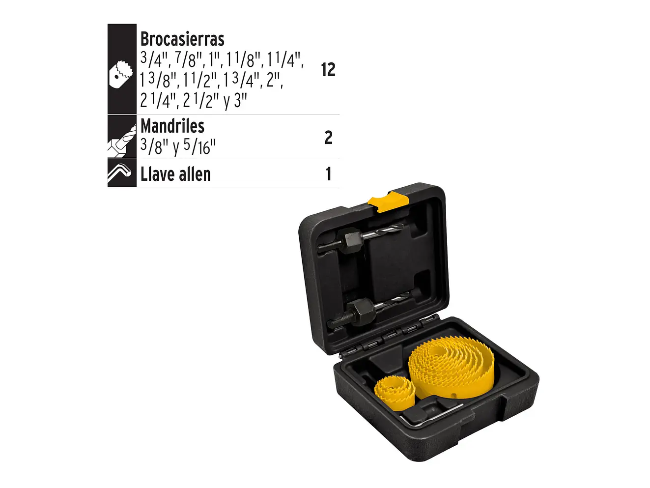 Juego de brocasierras de acero al carbono Pretul 26037, 15 piezas - Foto 2 | aztools.co