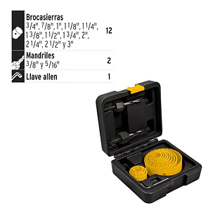 Juego de brocasierras de acero al carbono Pretul 26037, 15 piezas