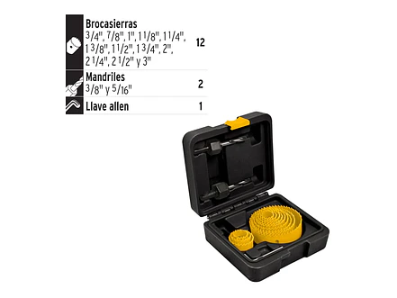 Juego de brocasierras de acero al carbono Pretul 26037, 15 piezas - Foto 2 | aztools.co