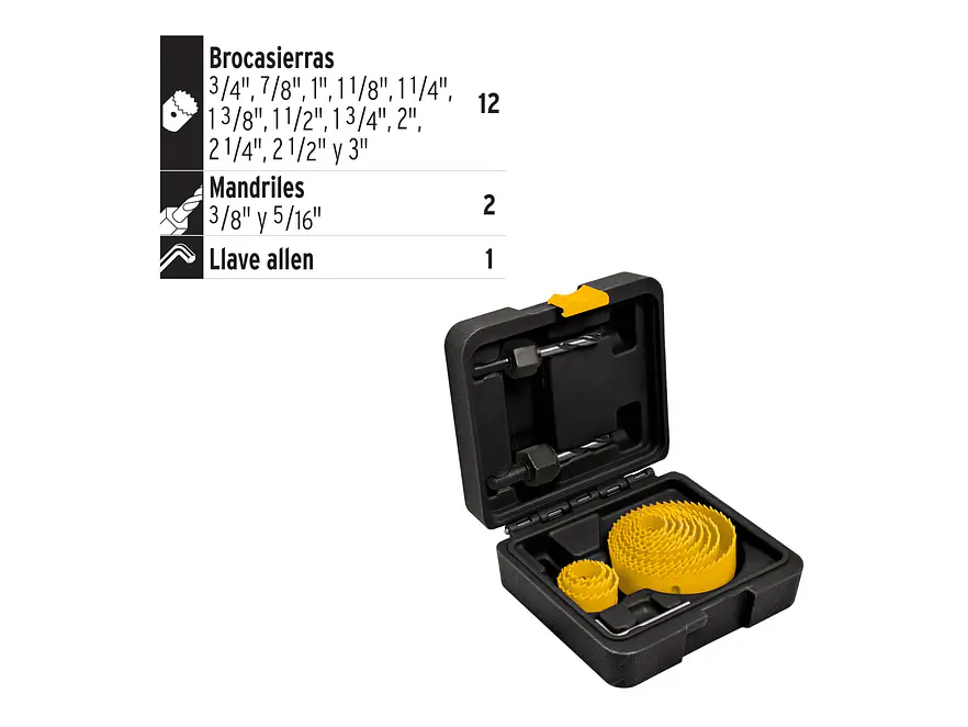 Juego de brocasierras de acero al carbono Pretul 26037, 15 piezas - Foto 2 | aztools.co