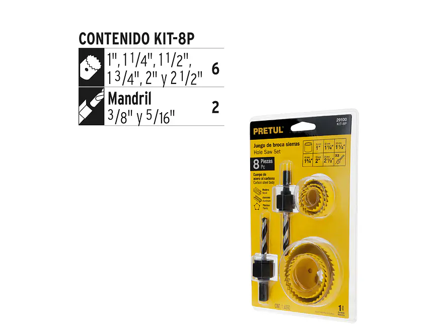 Juego de 6 Sierra Copas Pretul 29100, de Acero al Carbono - Foto 2 | aztools.co