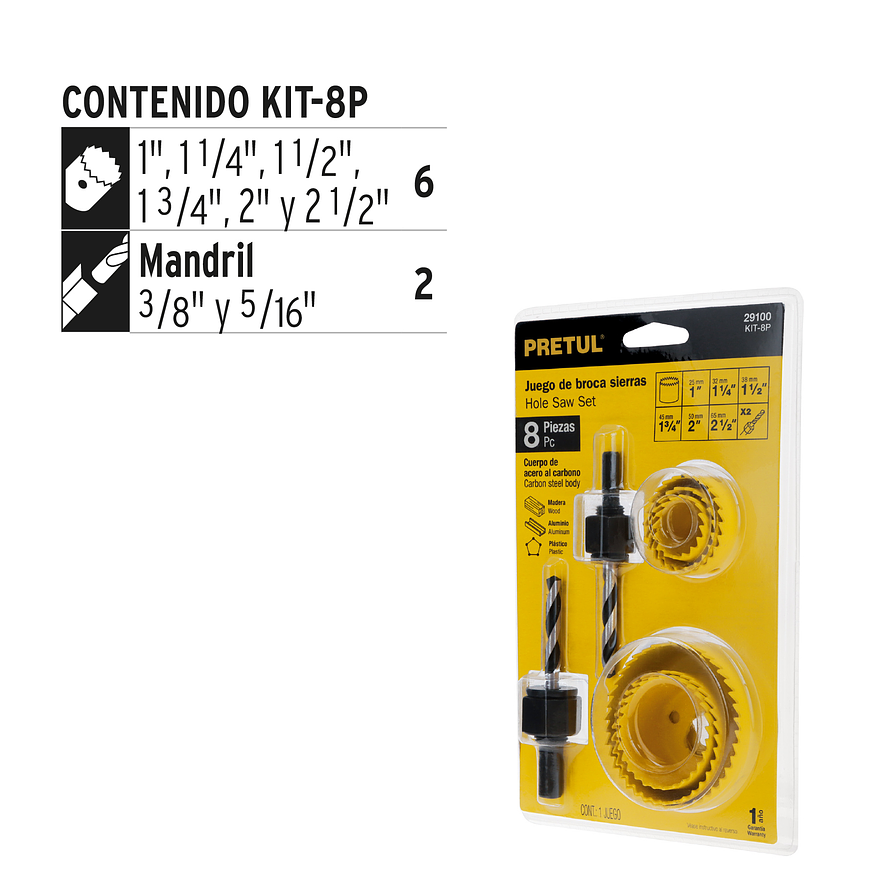 Juego de 6 Sierra Copas Pretul 29100, de Acero al Carbono - Foto 2 | aztools.co