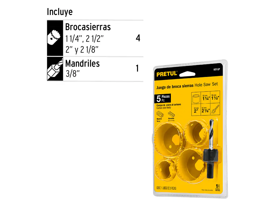 Kit de 5 sierras cortacírculos para madera, Pretul 23550 - Foto 2 | aztools.co