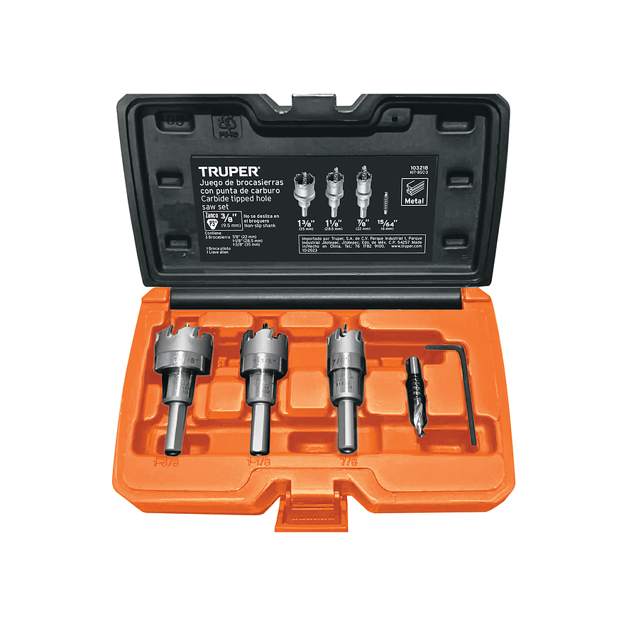Juego de 3 brocasierras de carburo de tungsteno, Truper 103218