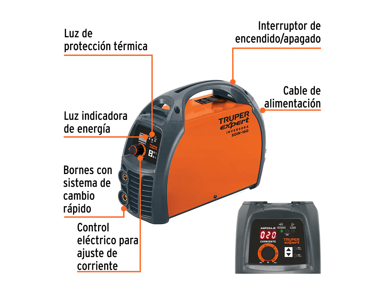 Soldadora inversora Truper 13694, 160 A, 220 V - Foto 2 | aztools.co