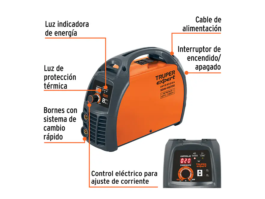 Soldadora inversora Truper 11787, Bi Voltaje 130 A, 127 V/220 V