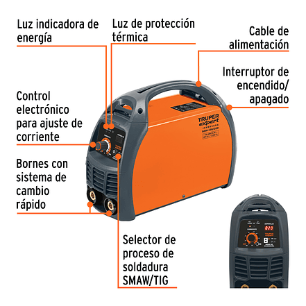 Soldadora inversora Truper 16053, 130 / 200 A, voltaje dual  2