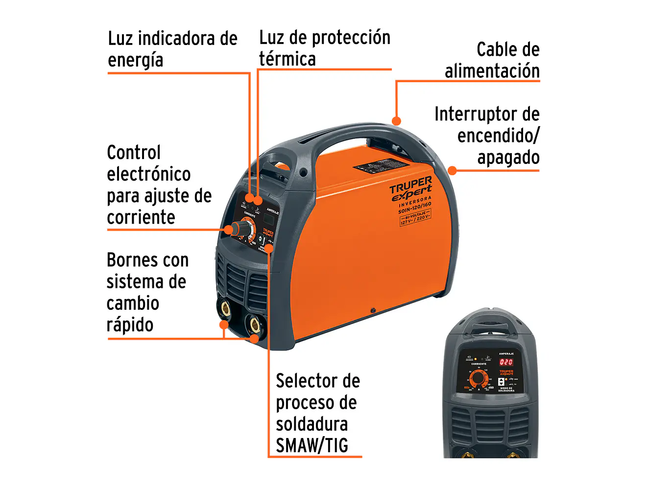 Soldadora inversora Truper 13695, 120 / 160 A, voltaje dual  - Foto 2 | aztools.co