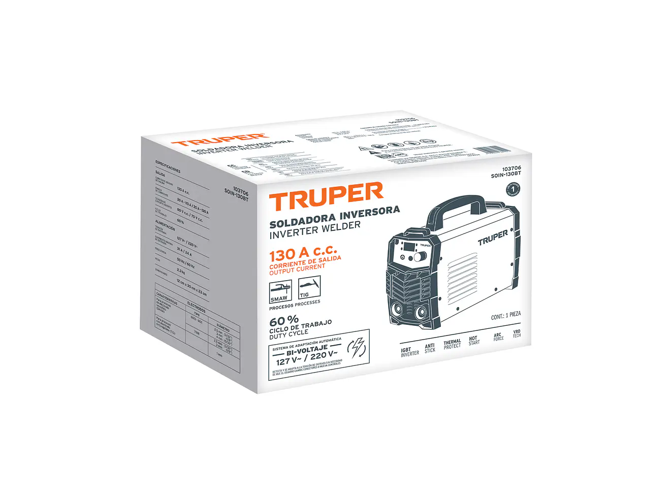Soldadora Inversora Truper 103706, 130A, Bi-Voltaje 127/220V - Foto 7 | aztools.co
