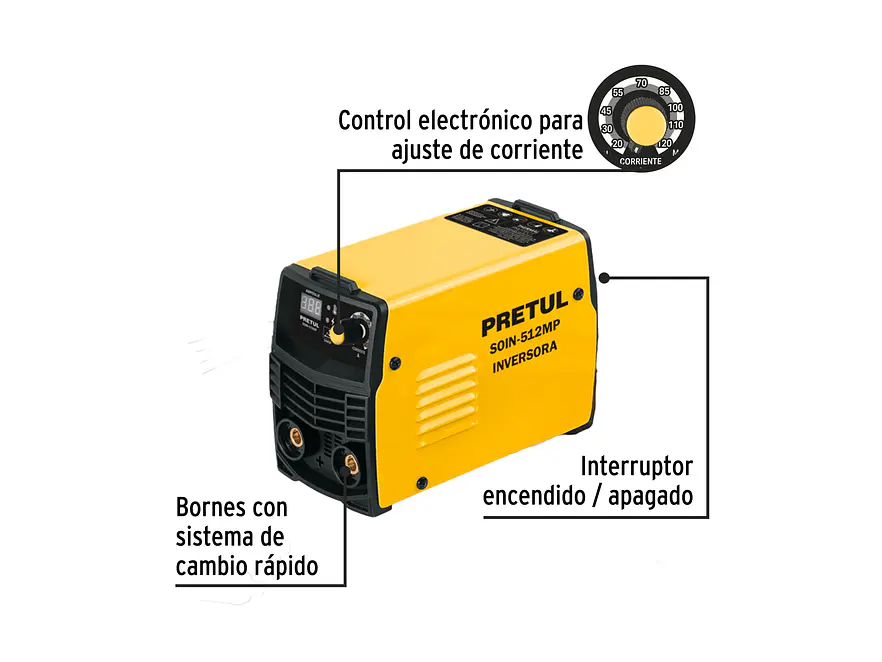 Mini soldadora inversora Pretul 29018, 120A, 127V, Serie 500 - Foto 2 | aztools.co