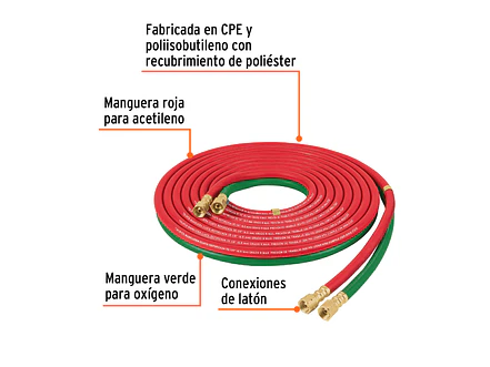 Manguera Cuata Reforzada Truper 103297, 6 m para Oxiacetileno - Foto 2 | aztools.co