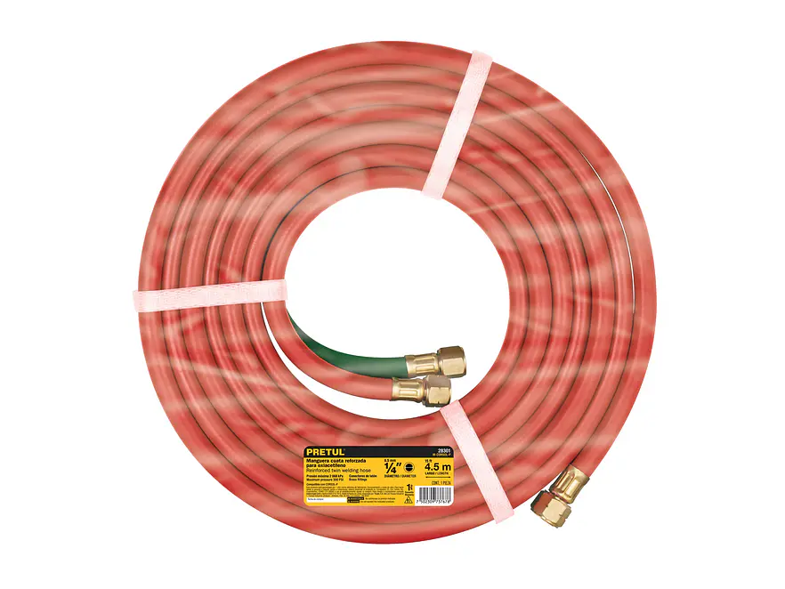 Manguera Cuata Reforzada Pretul 28301, 4.5 m para Oxiacetileno - Foto 3 | aztools.co