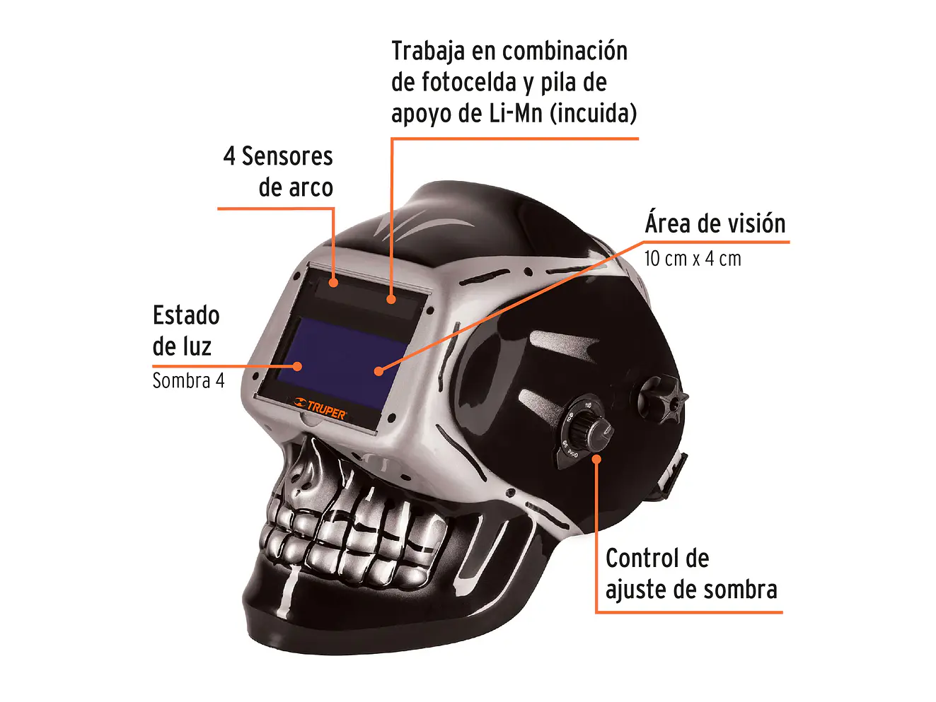 Careta Electrónica para Soldar Truper 101111, con Panel Digital - Foto 2 | aztools.co