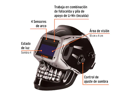 Careta Electrónica para Soldar Truper 101111, con Panel Digital - Foto 2 | aztools.co