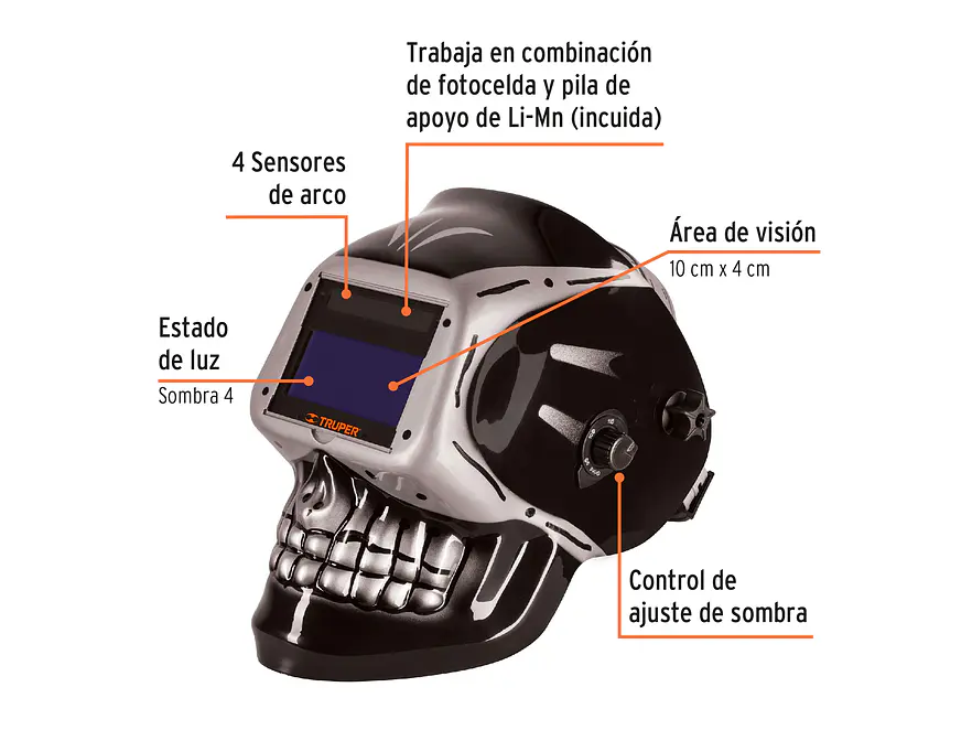 Careta Electrónica para Soldar Truper 101111, con Panel Digital - Foto 2 | aztools.co