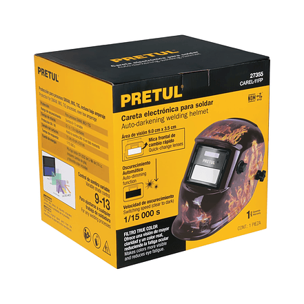 Careta Electrónica para Soldar Pretul 27355, Fuego, Sombra 9-13 5