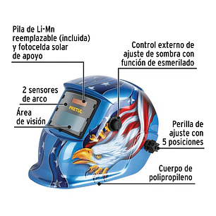 Careta Electrónica para Soldar Pretul 29011, Águila, Sombra 9-13