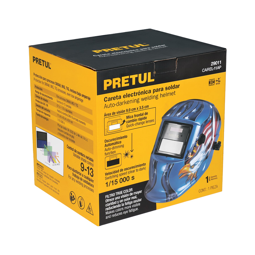 Careta Electrónica para Soldar Pretul 29011, Águila, Sombra 9-13 - Foto 4 | aztools.co