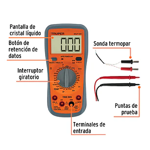 Multimetro Digital Profesional Truper 10402 - Funciones Avanzadas - Uso General