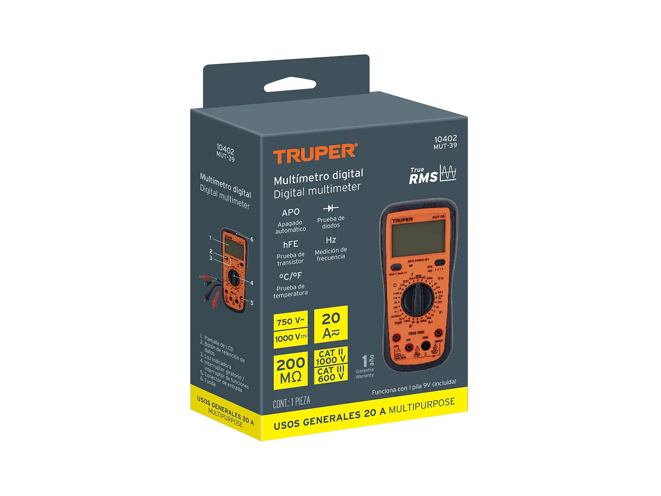 Multimetro Digital Profesional Truper 10402 - Funciones Avanzadas - Uso General - Foto 5 | aztools.co