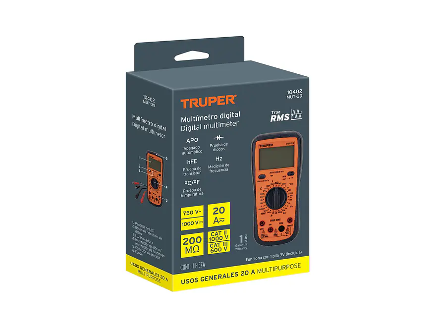 Multimetro Digital Profesional Truper 10402 - Funciones Avanzadas - Uso General - Foto 5 | aztools.co