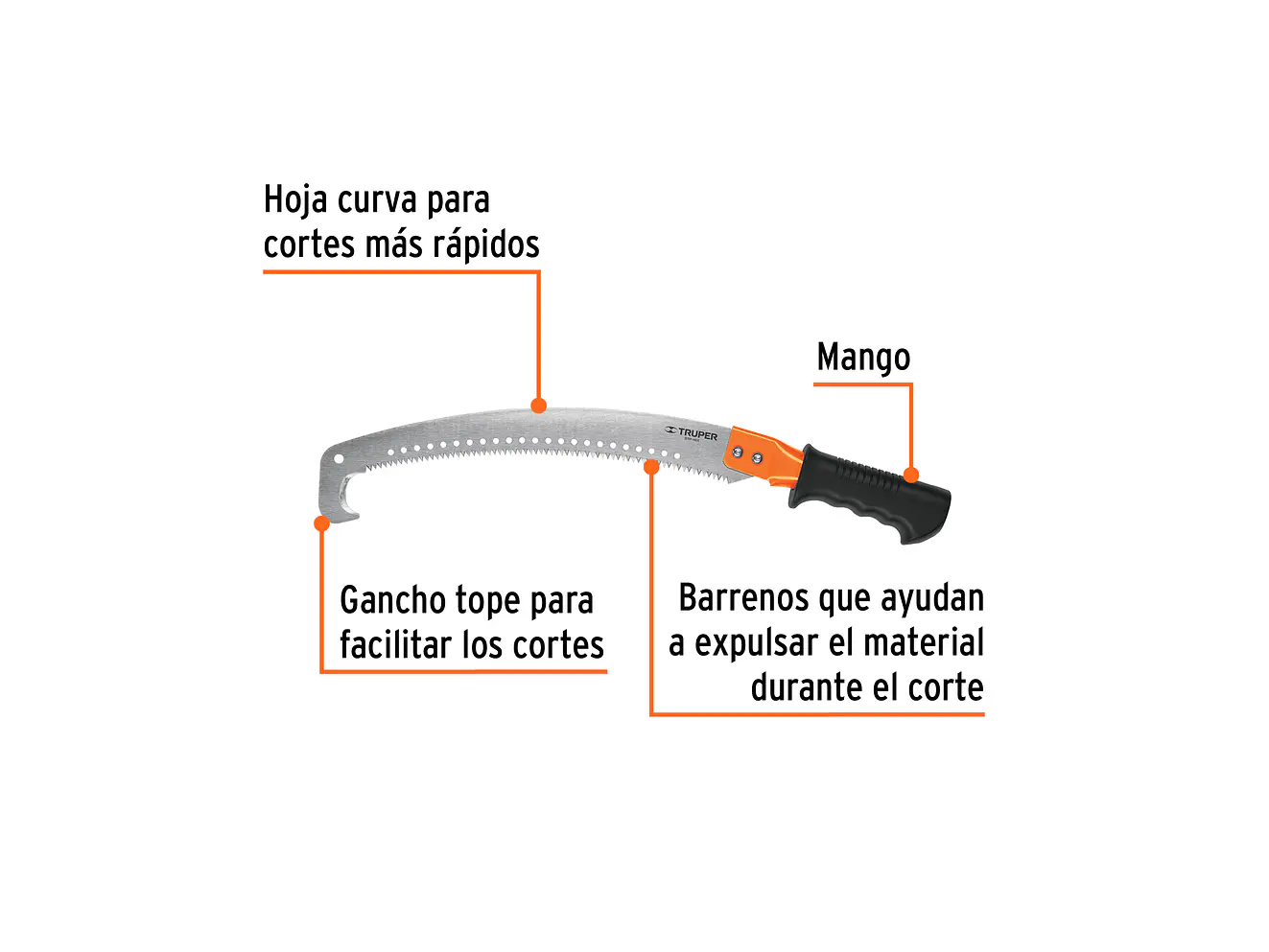 Serrucho curvo podador con gancho 14