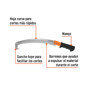 Serrucho curvo podador con gancho 14
