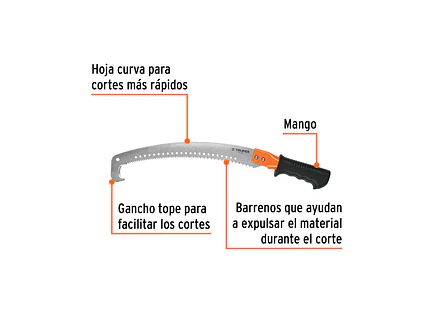 Serrucho curvo podador con gancho 16
