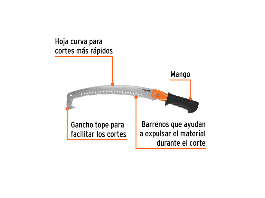 Serrucho curvo podador con gancho 16