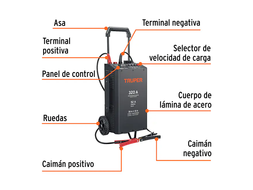Cargador de Baterías Truper 104021, 320 A, 12V y 24V - Foto 2 | aztools.co