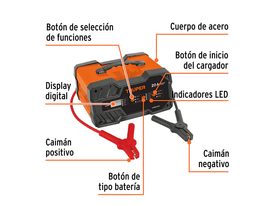 Cargador Automático de Baterías Truper 104011, 100 A, 12V y 24V - Foto 2 | aztools.co