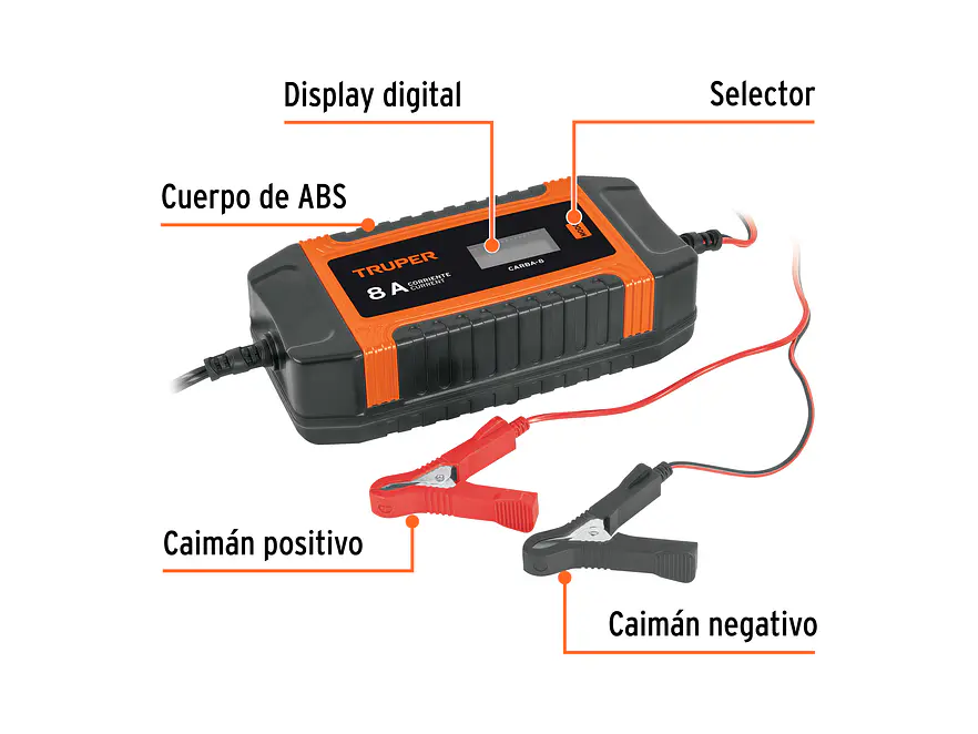 Cargador y Mantenedor Automático Truper 104010, 8 A, 12V y 24V - Foto 2 | aztools.co