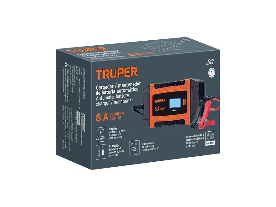 Cargador y Mantenedor Automático Truper 104010, 8 A, 12V y 24V - Foto 6 | aztools.co