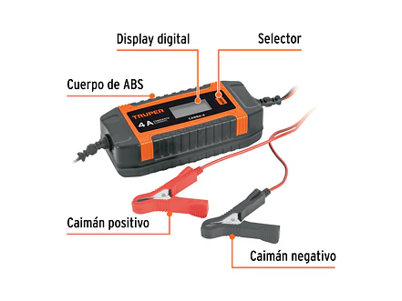 Cargador y Mantenedor Automático Truper 104009, 4 A, 6V y 12V - Foto 2 | aztools.co