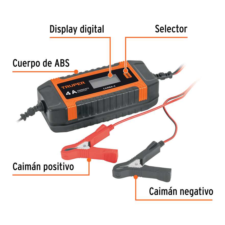 Cargador y Mantenedor Automático Truper 104009, 4 A, 6V y 12V - Foto 2 | aztools.co