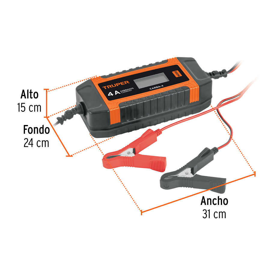 Cargador y Mantenedor Automático Truper 104009, 4 A, 6V y 12V - Foto 3 | aztools.co
