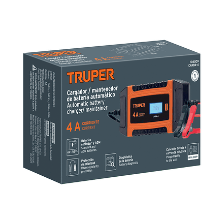 Cargador y Mantenedor Automático Truper 104009, 4 A, 6V y 12V 6