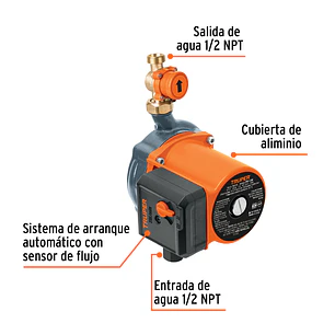 Bomba presurizadora 1/6 HP Truper 103355, con sensor regulable, 