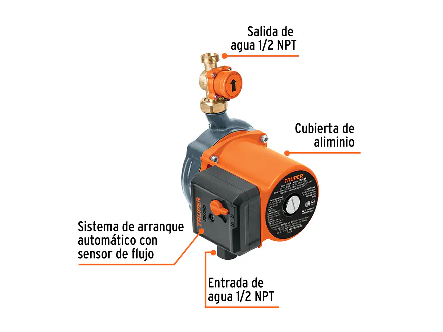 Bomba presurizadora 1/6 HP Truper 103355, con sensor regulable,  - Foto 2 | aztools.co