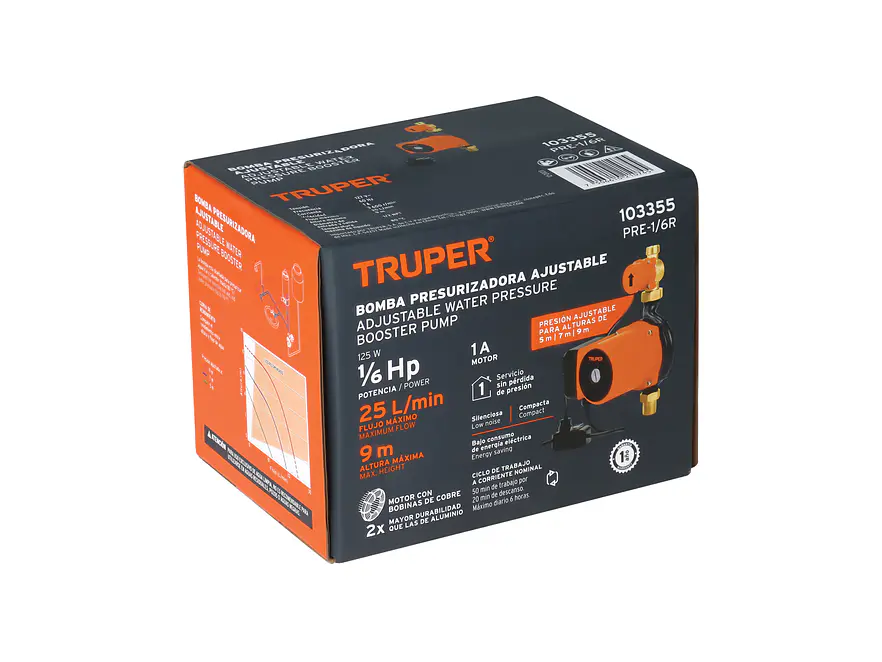Bomba presurizadora 1/6 HP Truper 103355, con sensor regulable,  - Foto 5 | aztools.co