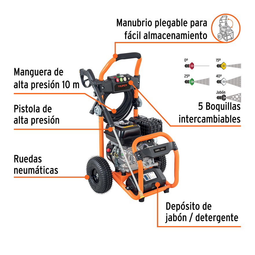 Hidrolavadora a Gasolina Truper 103982, 3,300 PSI 2