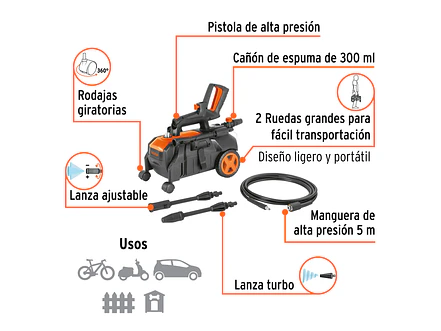 Hidrolavadora Eléctrica Horizontal Truper 103770, 1500 PSI - Foto 2 | aztools.co
