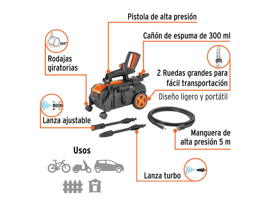 Hidrolavadora Eléctrica Horizontal Truper 103770, 1500 PSI - Foto 2 | aztools.co
