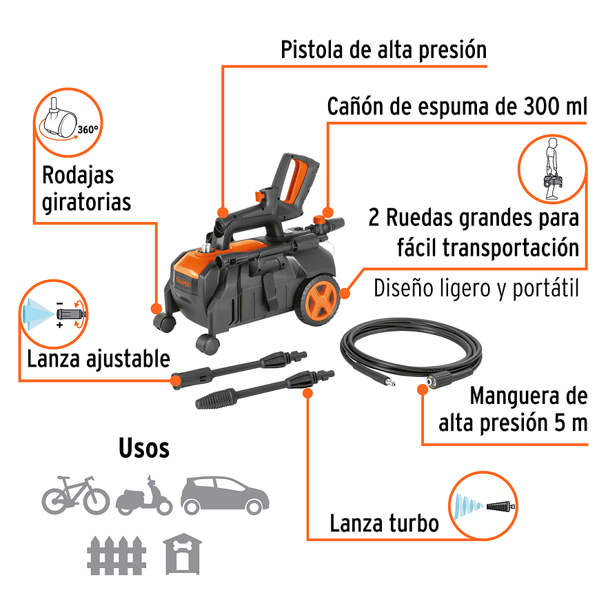 Hidrolavadora Eléctrica Horizontal Truper 103770, 1500 PSI 2
