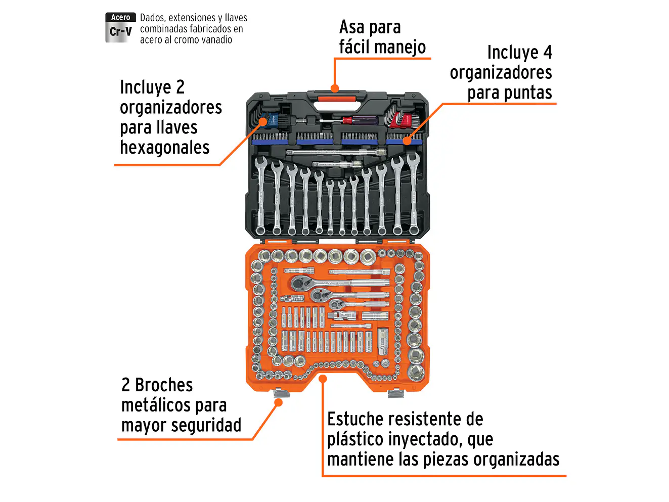 Juego de herramientas de 199 piezas Truper 12894, 1/4