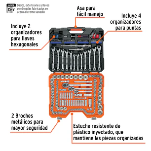 Juego de herramientas de 199 piezas Truper 12894, 1/4