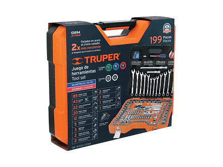 Juego de herramientas de 199 piezas Truper 12894, 1/4