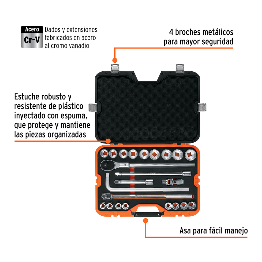 Juego de copas Truper 13970, 23 piezas, 3/4