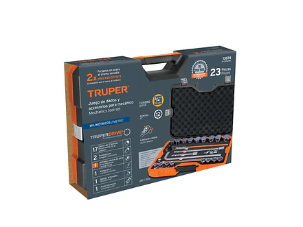Juego de copas Truper 13874, 3/4 milimetrico 23 piezas, JD-3/4x24M - Foto 5 | aztools.co